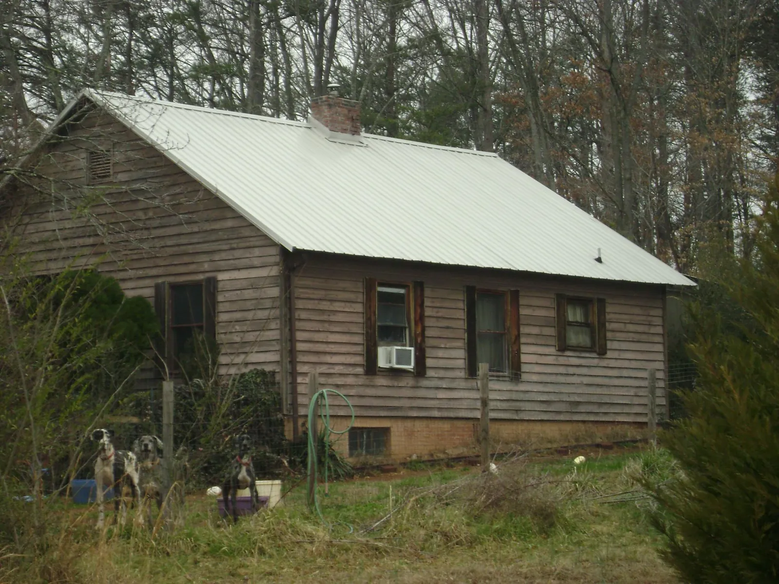 White metal roof on an old wood sided farmhouse, from a Metal Roof Installation job in Alice